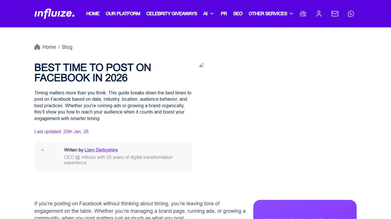 Best Time to Post on Facebook in 2026 – Influize